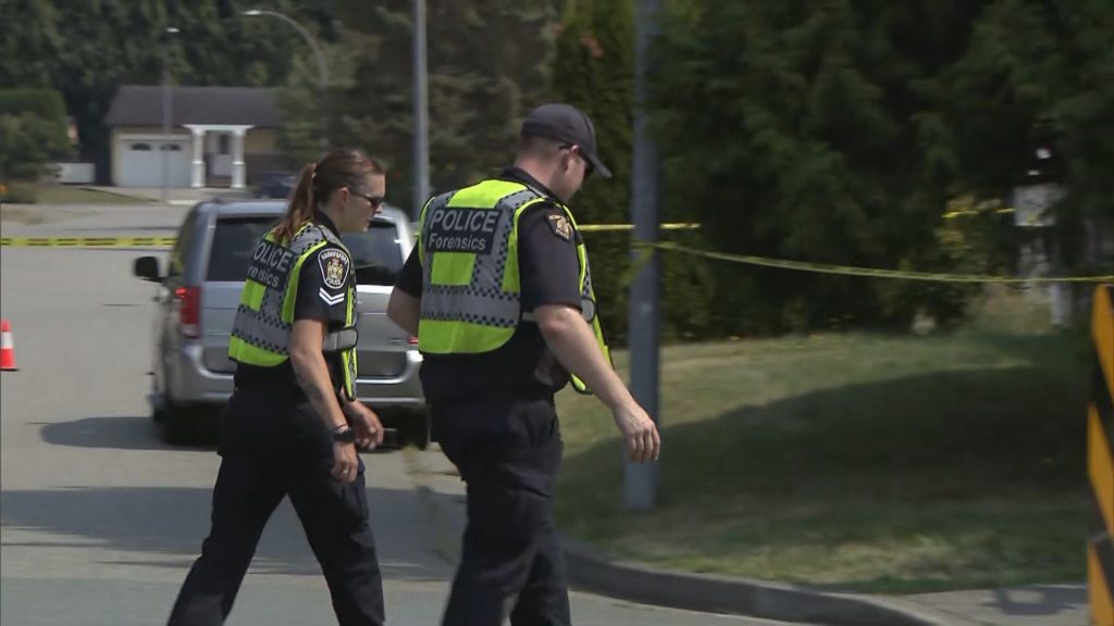 Langley RCMP block off 208th Street on Friday August 9, 2024.