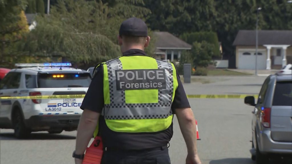 Langley RCMP block off 208th Street on Friday August 9, 2024.