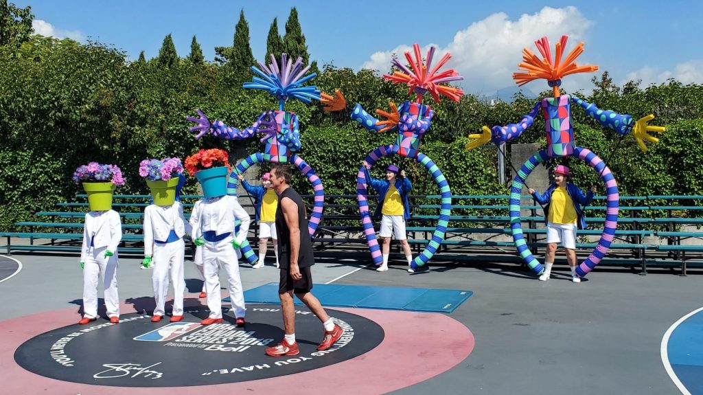 A slamball performance at a fair