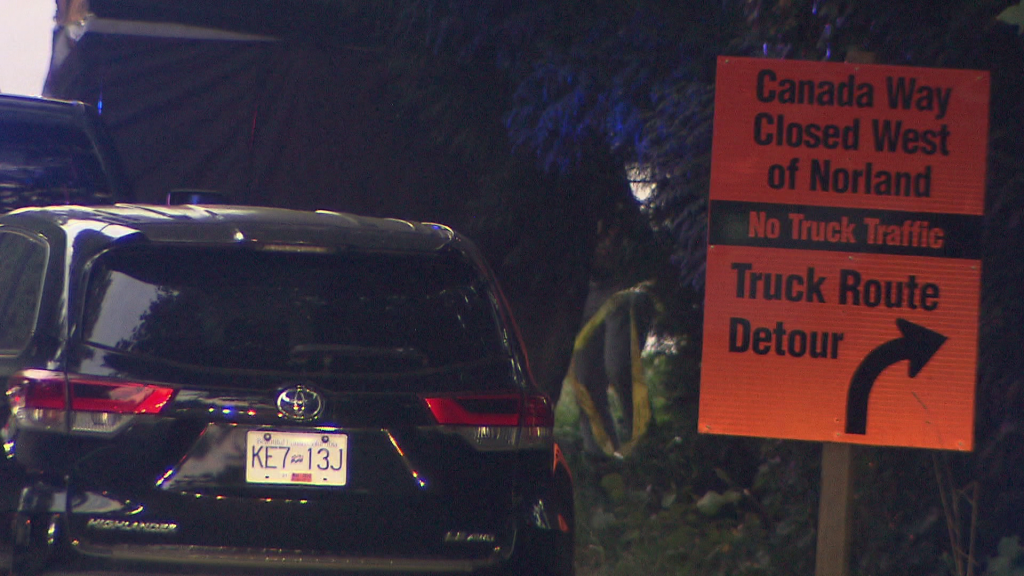 Police investigate near Canada Way and Kensington in Burnaby on Thursday August 15, 2024. 