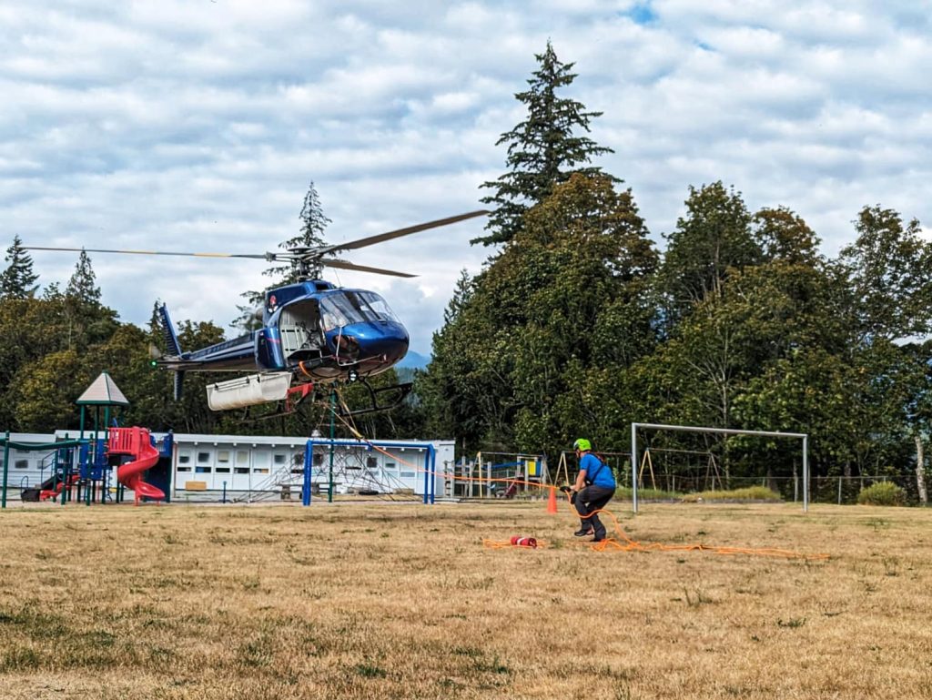 Squamish Search and Rescue members conduct a rescue on the Bulletheads, a well-known route on the Chief, after two climbers were hurt in a rock fall on Aug. 15, 2024.