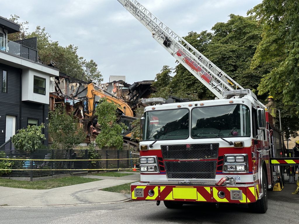 The apartment building in Vancouver's Mount Pleasant neighbourhood has been vacant since July 2023, when more than 70 people were displaced after a major fire broke out. (CityNews Image / Monika Gul)