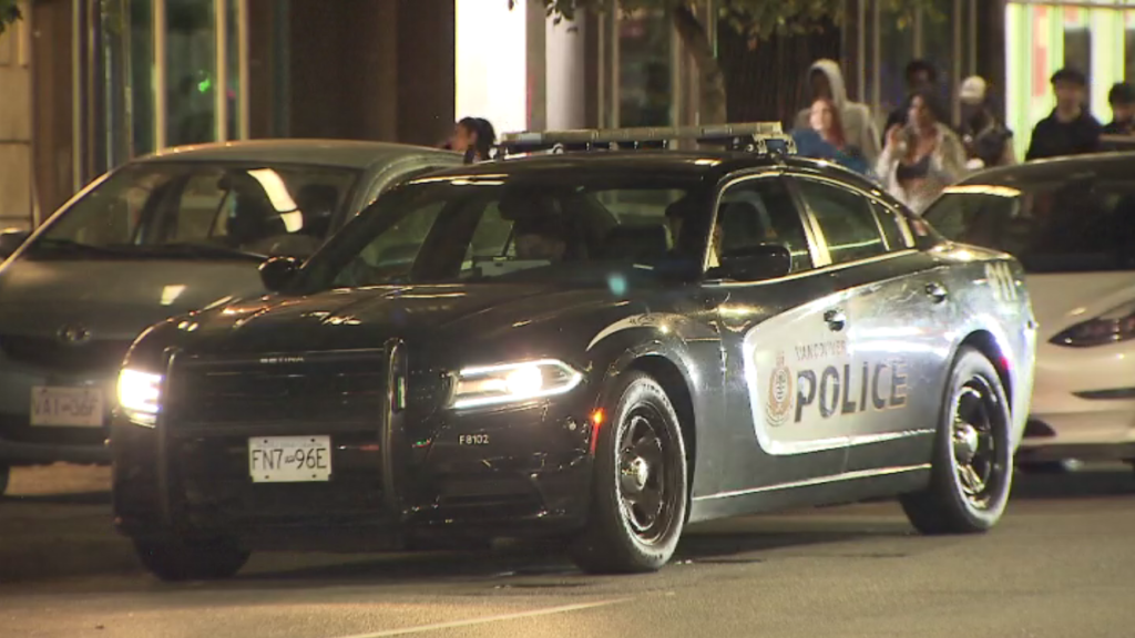 A Vancouver Police cruiser is seen on Granville Street in Vancouver on Friday August 16, 2024.