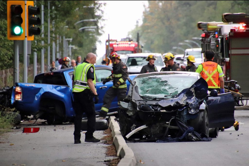 Emergency responders on scene of an incident in Surrey