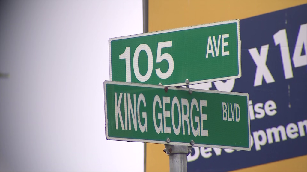 King George Boulevard and 105 Avenue.