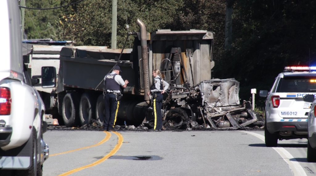 A section of Lougheed Highway is closed in Mission after a major crash involving what appears to be a commercial truck.