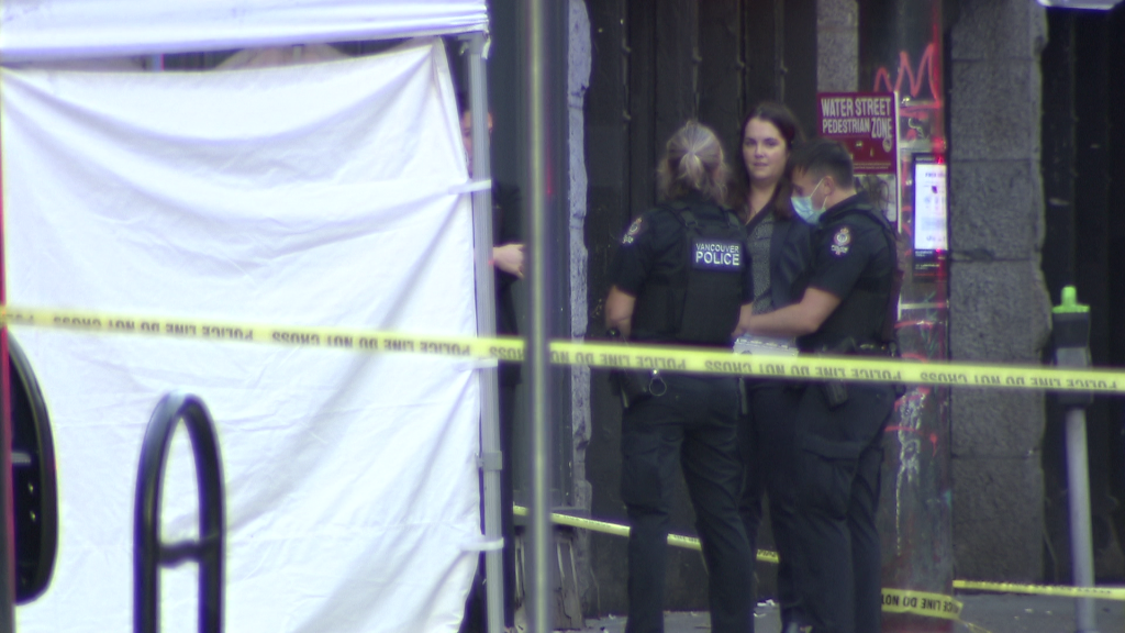 Police have blocked off a pair of roads in Vancouver's Gastown neighbourhood Thursday morning as they investigate what they describe as a "serious incident."