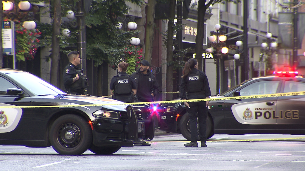 Police have blocked off a pair of roads in Vancouver's Gastown neighbourhood Thursday morning as they investigate what they describe as a "serious incident."