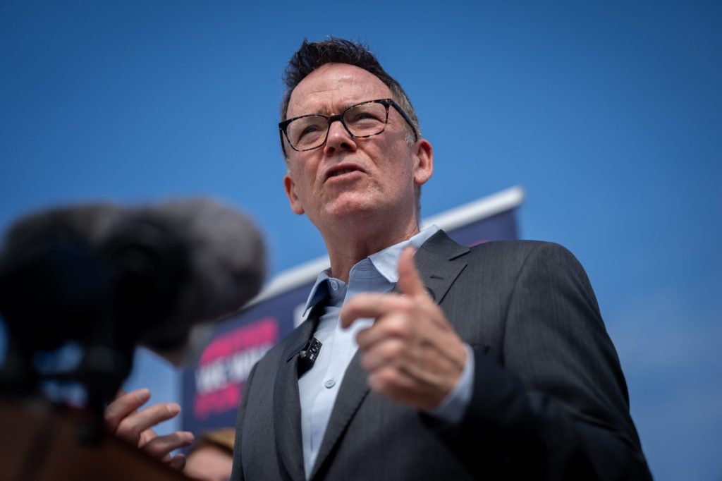 BC United Leader Kevin Falcon speaks during a news conference in Surrey, B.C. on June 26, 2024.