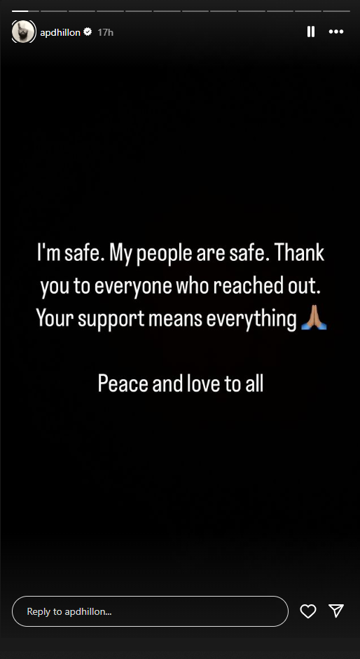 Punjabi singer and music producer AP Dhillon has taken to social media following reports of a shooting at his Vancouver Island home. (Courtesy Instagram / @apdhillon)