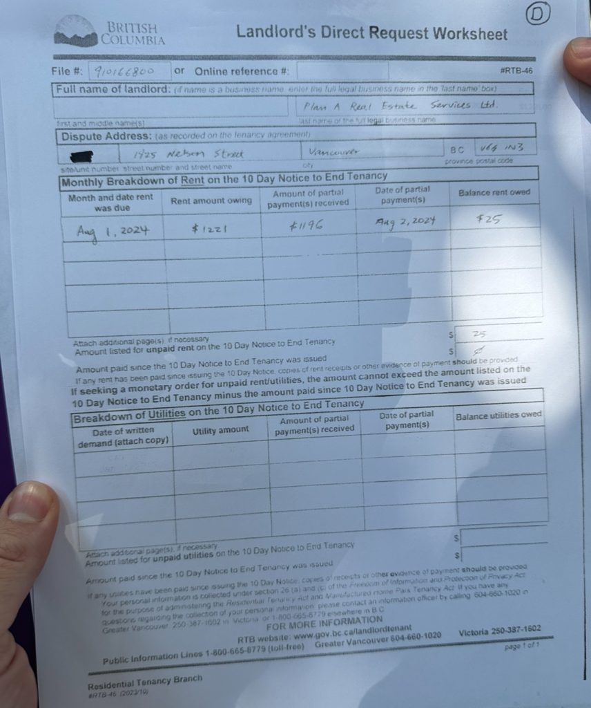 Documents provided to the RTB. (CityNews Image / Kier Junos)