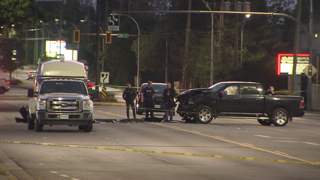 Sgt. Joe Leeson with Langley RCMP tells 1130 NewsRadio that the collision happened near the intersection of 268 Street and Fraser Highway. (CityNews Image)