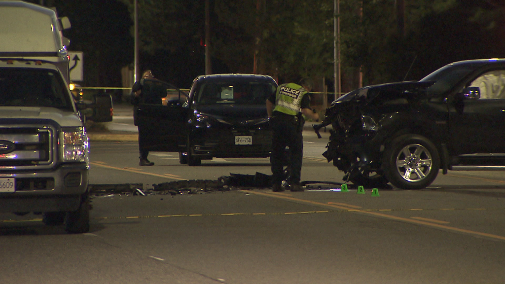 Sgt. Joe Leeson with Langley RCMP tells 1130 NewsRadio that the collision happened near the intersection of 268 Street and Fraser Highway. (CityNews Image)