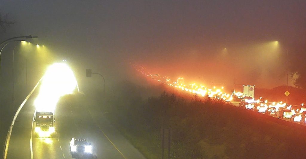 Fatal crash kills motorcyclist, HWY 1 eastbound in Langley closed