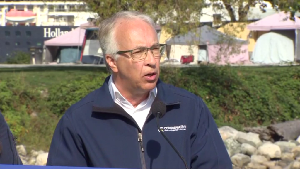 Conservative Party of BC Leader John Rustad speaks in Vancouver, B.C. on Saturday September 21, 2024.