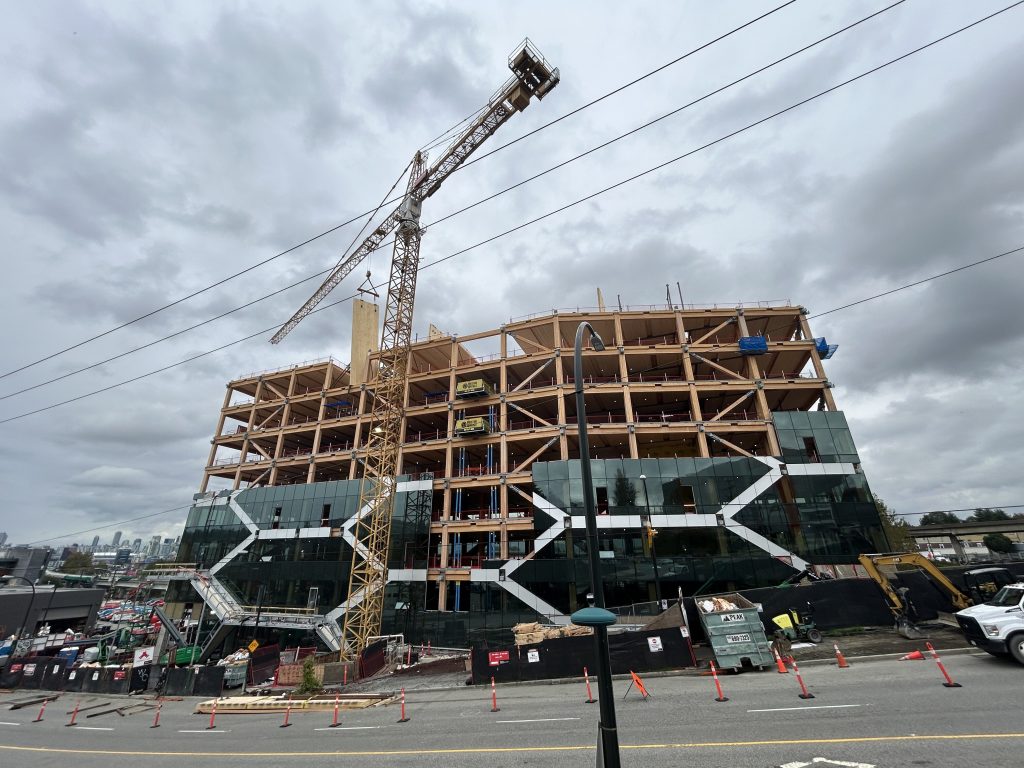 A crane over a building under construction