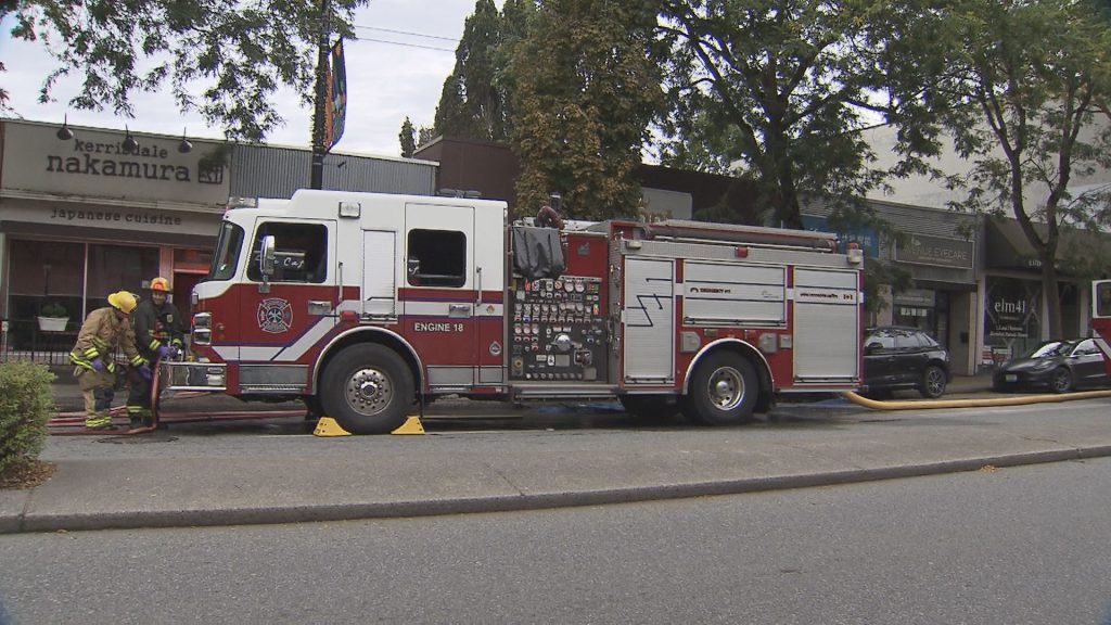 Vancouver Fire Rescue crews were busy late Saturday afternoon, responding to two back-to-back blazes -- one in a restaurant, the other in a parkade.