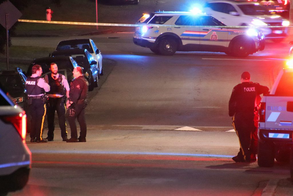 The Burnaby RCMP says officers were called after reports of shots fired in the area of Kitchener Street and Madison Avenue just after 7:45 p.m. (Credit Shane MacKichan)