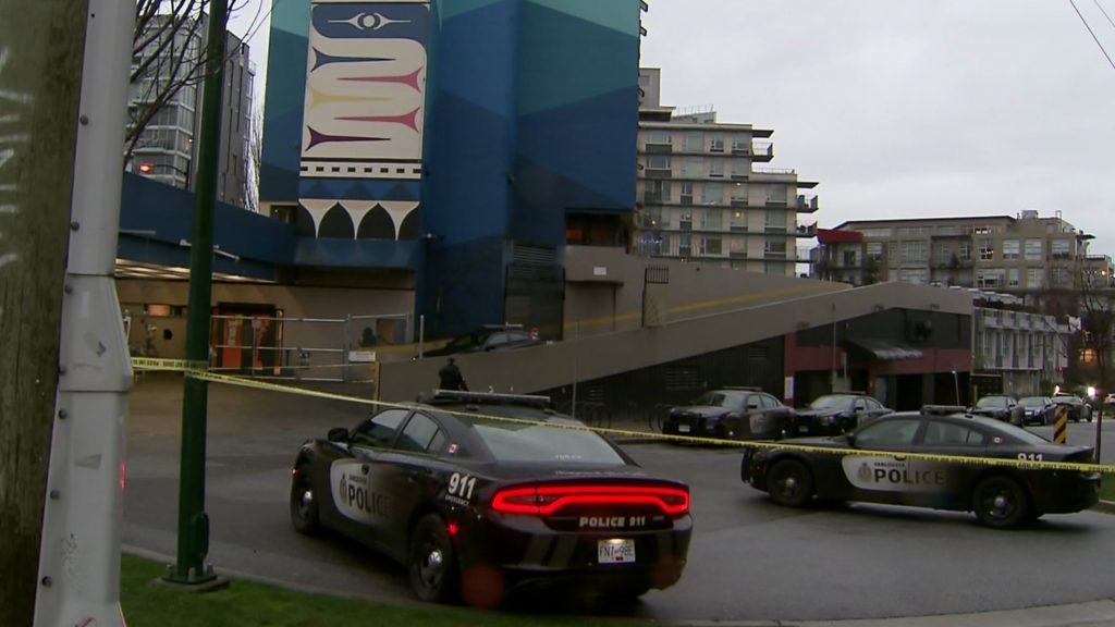 Vancouver police vehicles outside the Biltmore Hotel