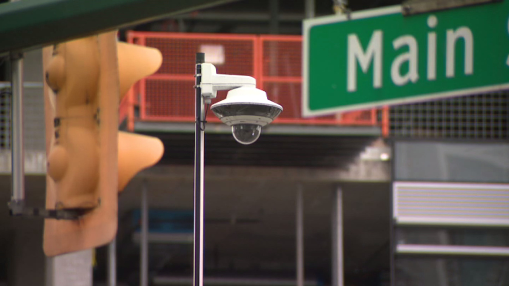 A traffic camera is seen on Main Street in Vancouver