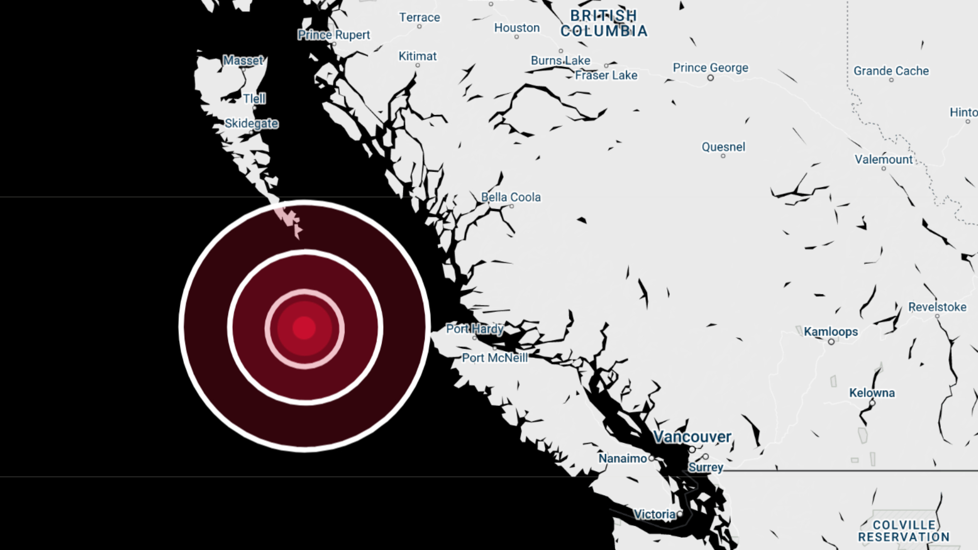 An earthquake shakes the southwestern coast near Bella Bella