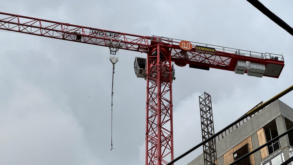 A crane incident is seen in Vancouver on Tuesday October 29, 2024.