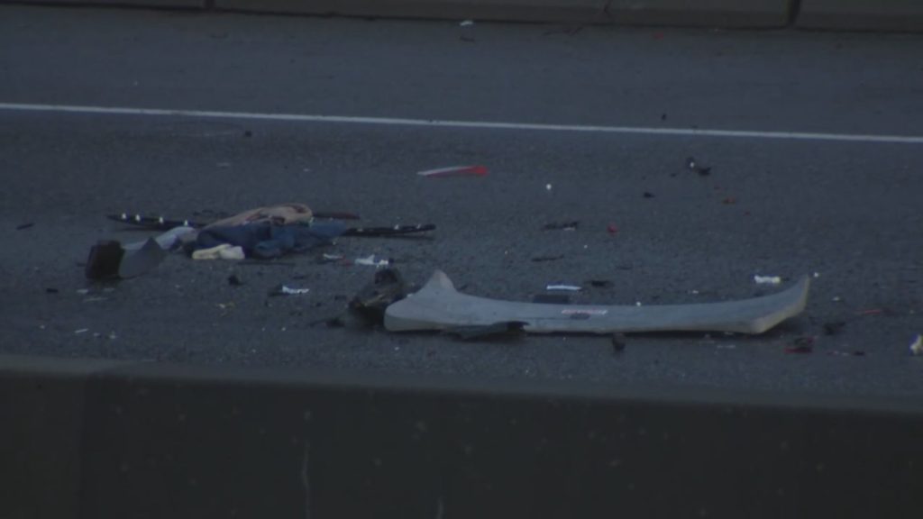 A multi-vehicle crash closed Highway 1 in Burnaby on Tuesday, Nov. 12. (CityNews Image)