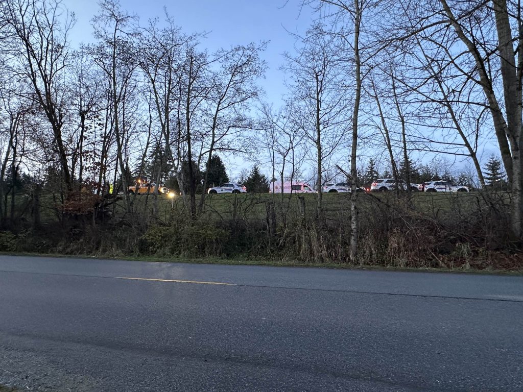 A fatal rollover crash on Highway 99 in Surrey on Nov. 18, 2024. (Monika Gul CityNews Image)