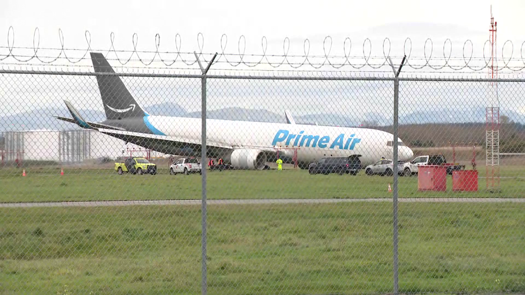 Amazon Prime cargo plane slides off YVR runway, airstrip to remain closed for 48 hrs