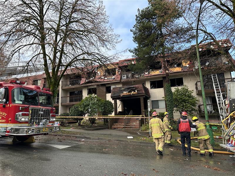 A fire in Burnaby overnight sent two people to hospital early Tuesday morning.