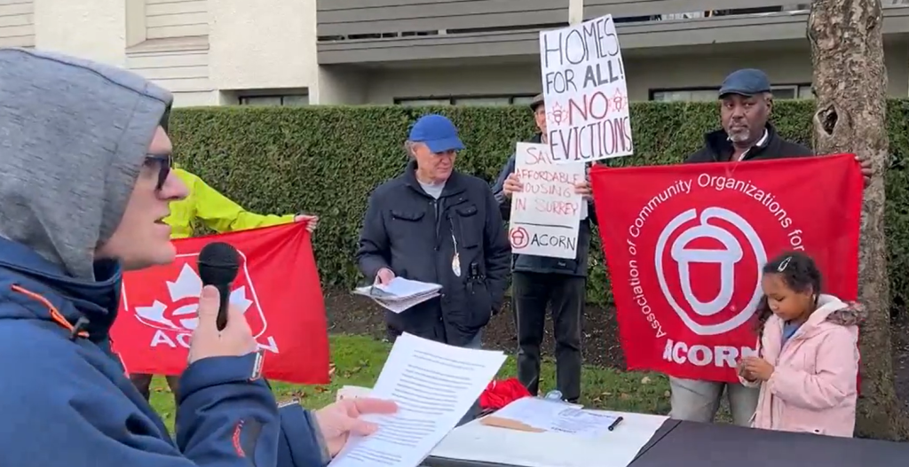 Surrey tenants rally against proposed 'demo-viction'