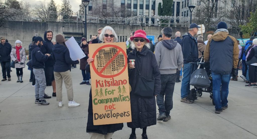 Demonstrators rally against Broadway Plan Saturday afternoon