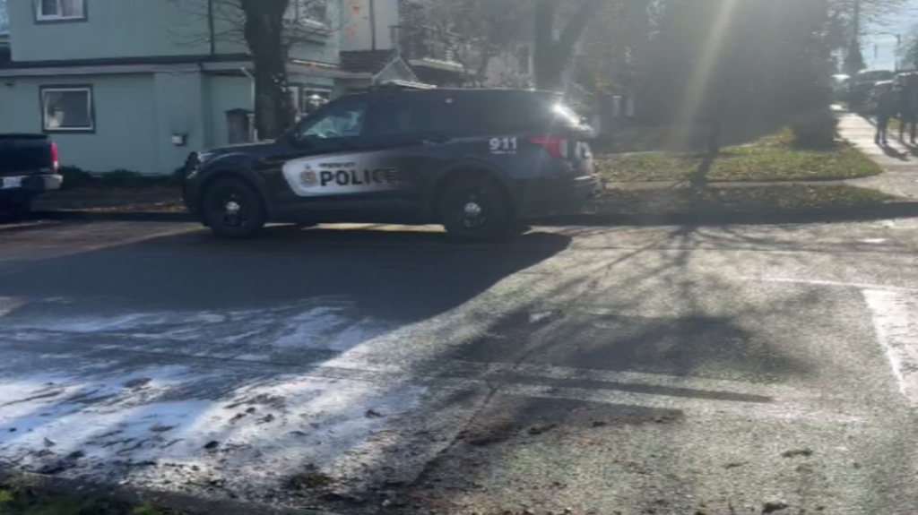 A Vancouver Police cruiser is parked near East 23 Ave and Slocan St on Sunday December 1, 2024.