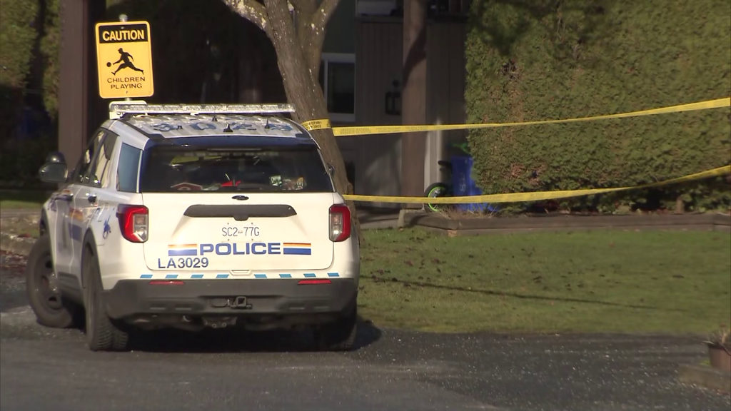 Langley RCMP on scene of a stabbing on Tuesday December 3, 2024.