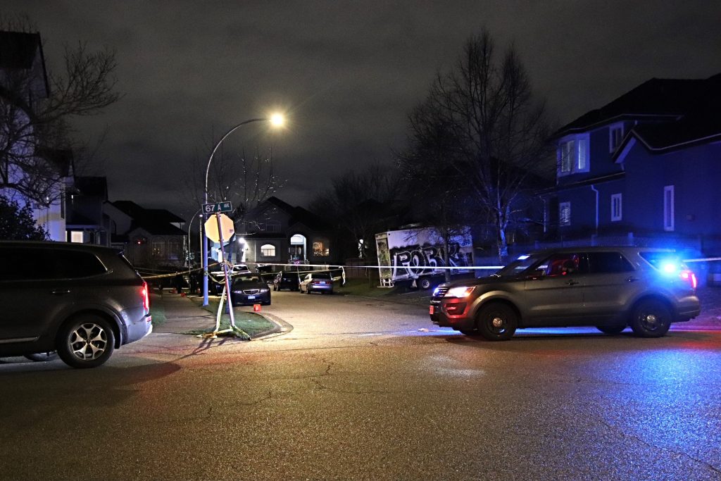 According to the Surrey Police Service, just before 6 p.m. on Dec. 16, police responded to reports of a woman saying that she and her husband had been shot outside a home on 67B Avenue near 126 Street.(Shane MacKichan Image)