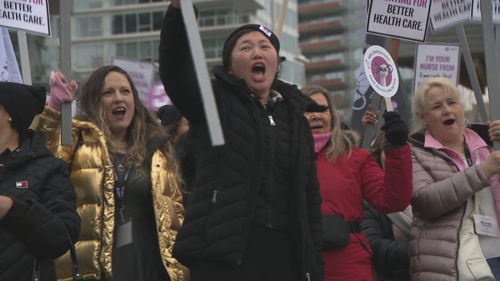 Nurses with Vancouver Coastal Health (VCH) held a rally downtown Wednesday afternoon, calling for safer working conditions and better healthcare for patients.