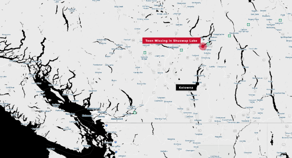 Teen missing after reportedly falling through ice on Shuswap Lake
