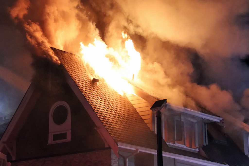 According to Coquitlam Fire and Rescue, the fire broke out before 9:30 p.m. Thursday along Lemax Avenue near Laurentian Crescent. (Credit: Shane MacKichan)