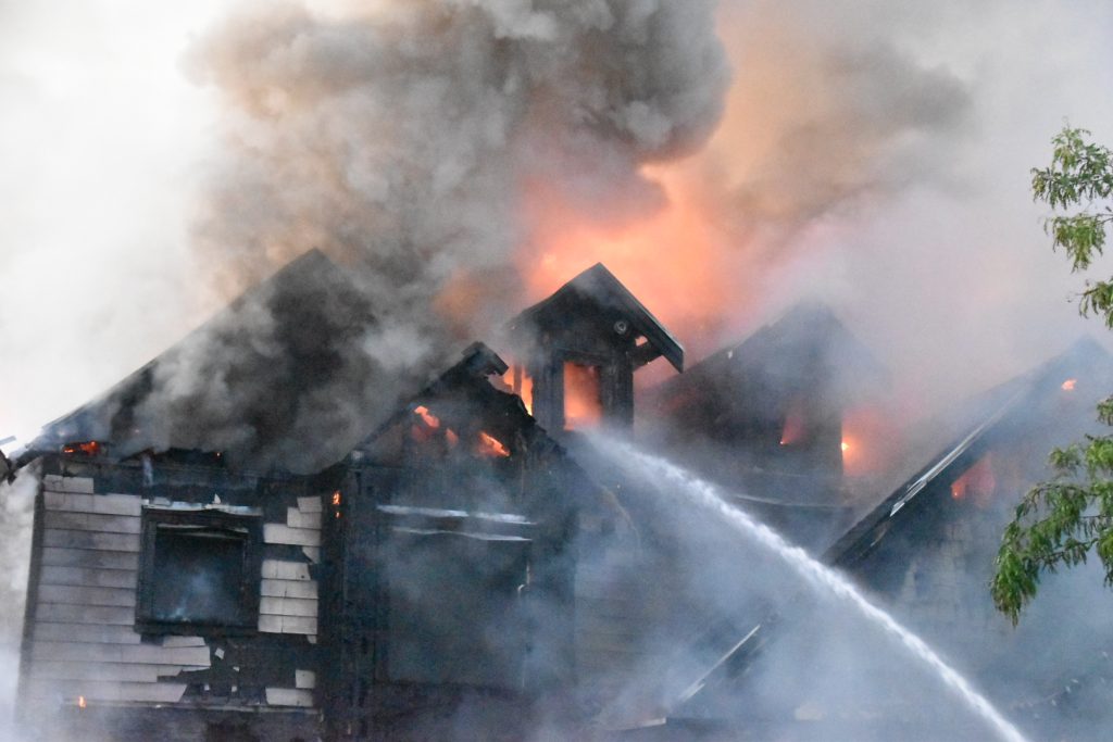 The Surrey Fire Service (SFS) battled a fire at a home in Surrey's Cloverdale neighbourhood on Monday night. (Credit Curtis Kreklau)