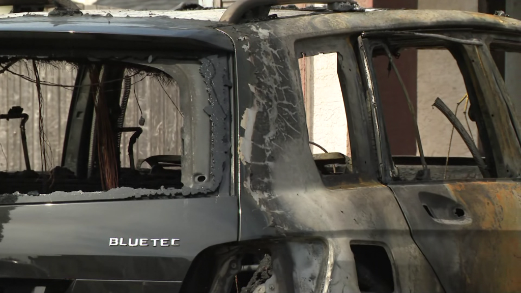 Police in surrey investigate a suspicious fire.