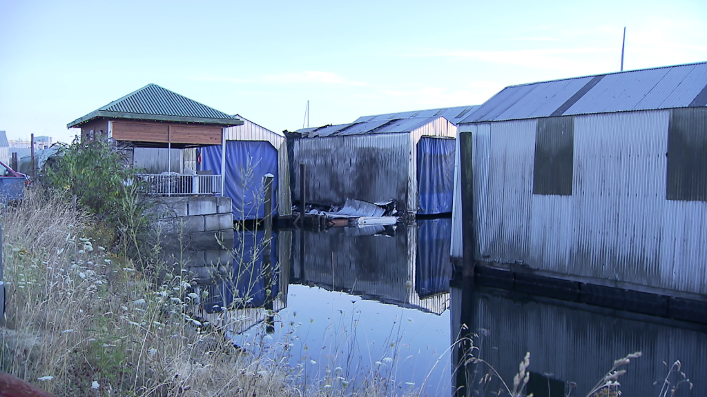 Boat fire underneath Ironworkers Memorial Bridge.