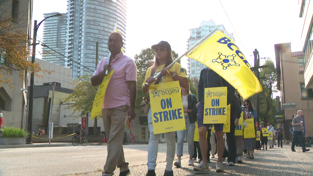 BCGEU workers on strike in September, 2025.