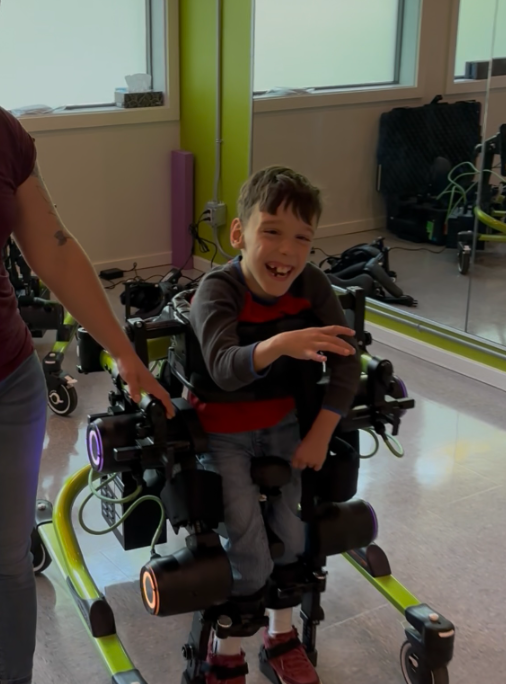 A new device has allowed Elliot to take his first steps.