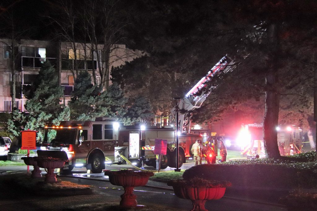 Crews respond to a massive fire at a condo building