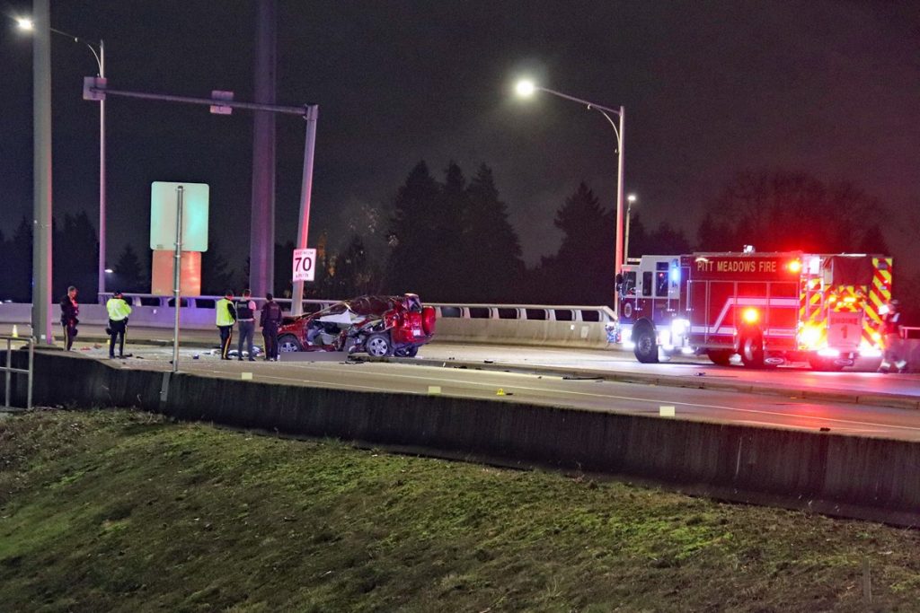 Police respond to a crash on Golden Ears Bridge