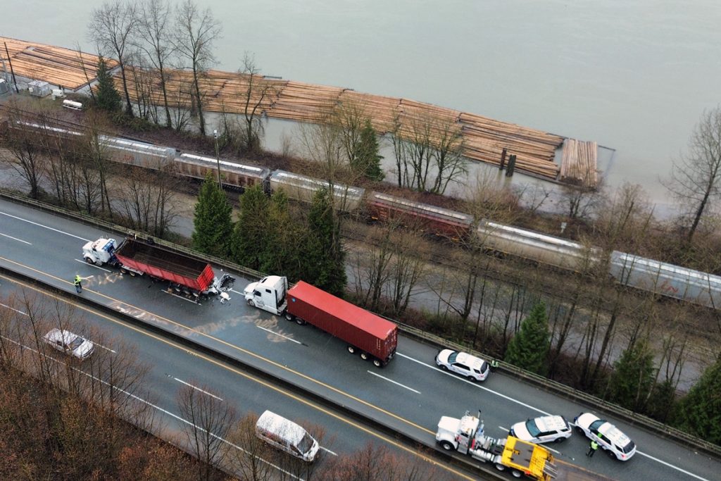 Highway 17 is closed to westbound traffic Wednesday afternoon after reports of a multi-vehicle crash in Surrey’s Fraser Heights area