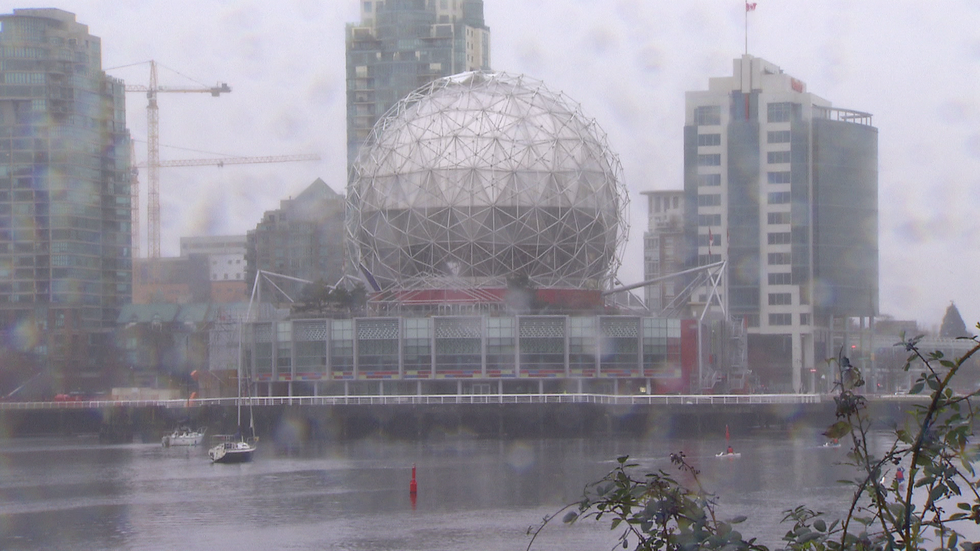 Heavy rainfall is seen near Vancouver's Olympic Village on Monday March 16, 2026. (CityNews Image)