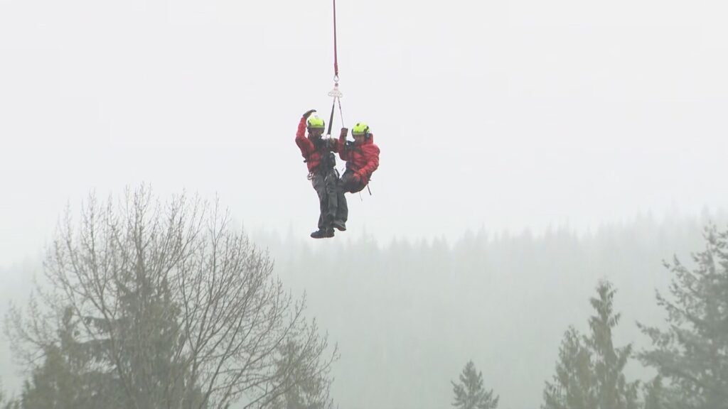 Coquitlam Search and Rescue crews work on Pipeline Road on Thursday March 19, 2026.