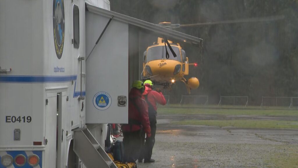Coquitlam Search and Rescue crews work on Pipeline Road on Thursday March 19, 2026.