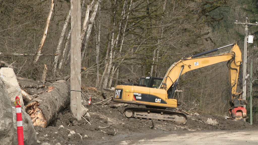 Crews clean up after a mudslide